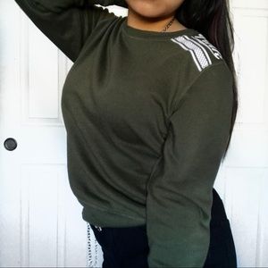 Victoria Secret Pink Navy Green Crewneck Sweater